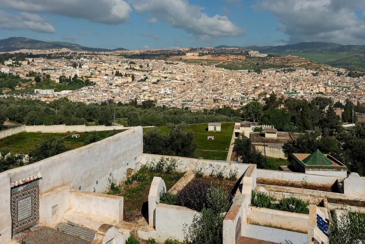 Panoramic view of Fes medina and the surrounding city