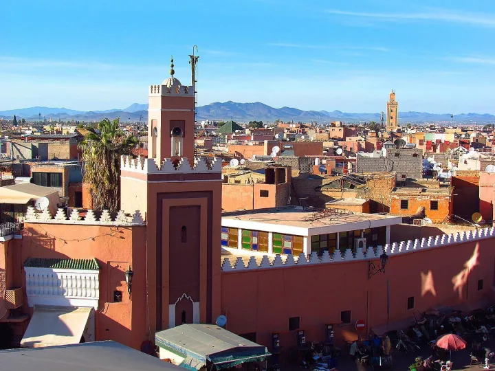 Marrakech medina rooftops and minarets