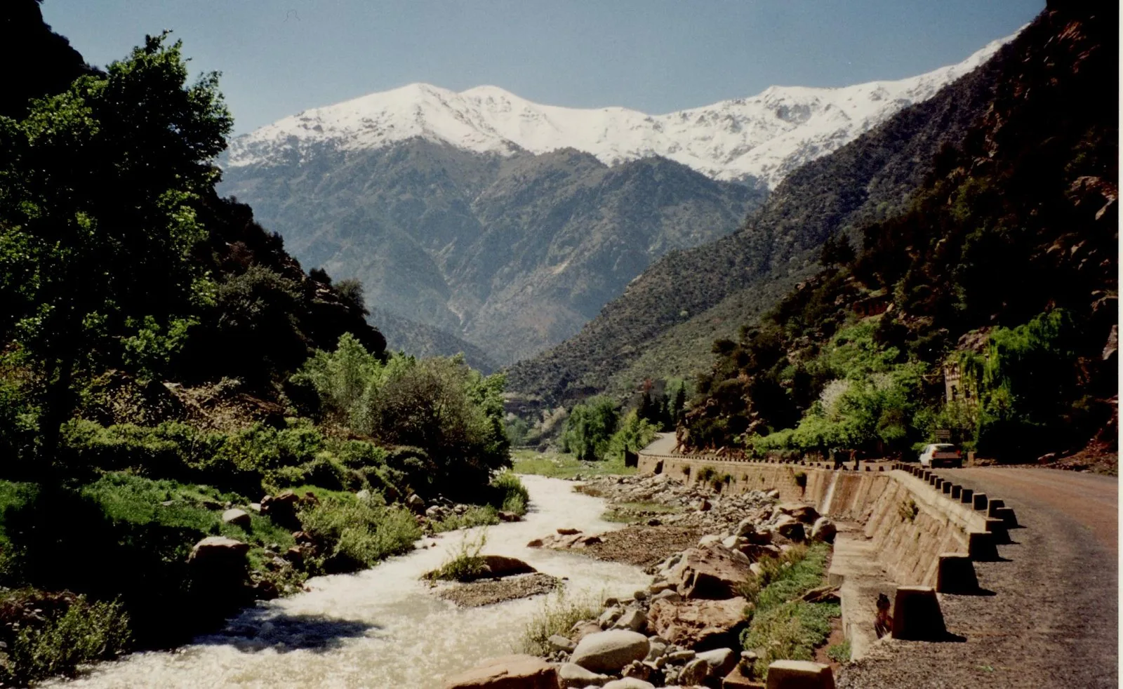Ourika river valley beneath the High Atlas Mountains