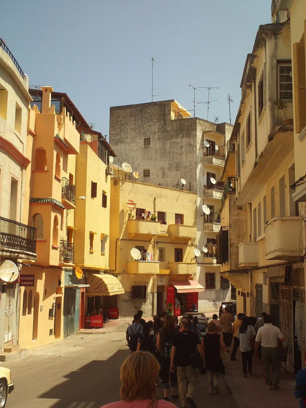 Buildings along a public street in Tangier medina