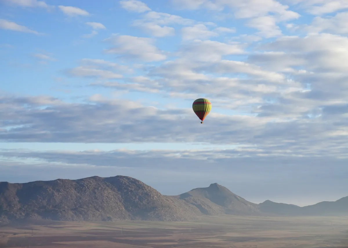 A balloon above the hills outside Marrakech
