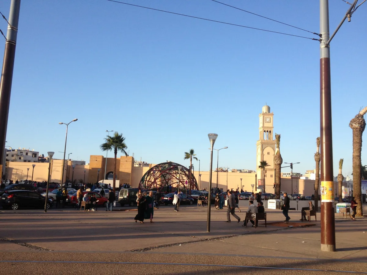 Old Medina and clock tower from United Nations Square, Casablanca