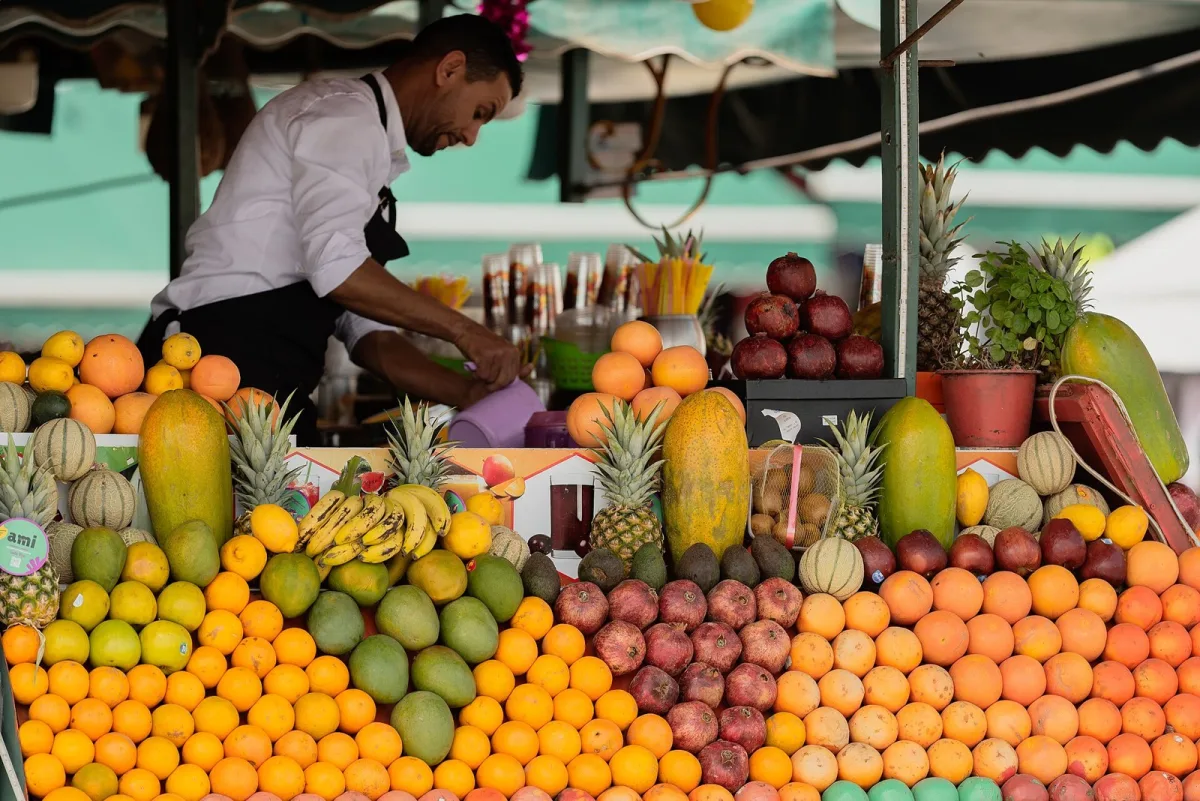 Fresh fruit at a Marrakech market stall