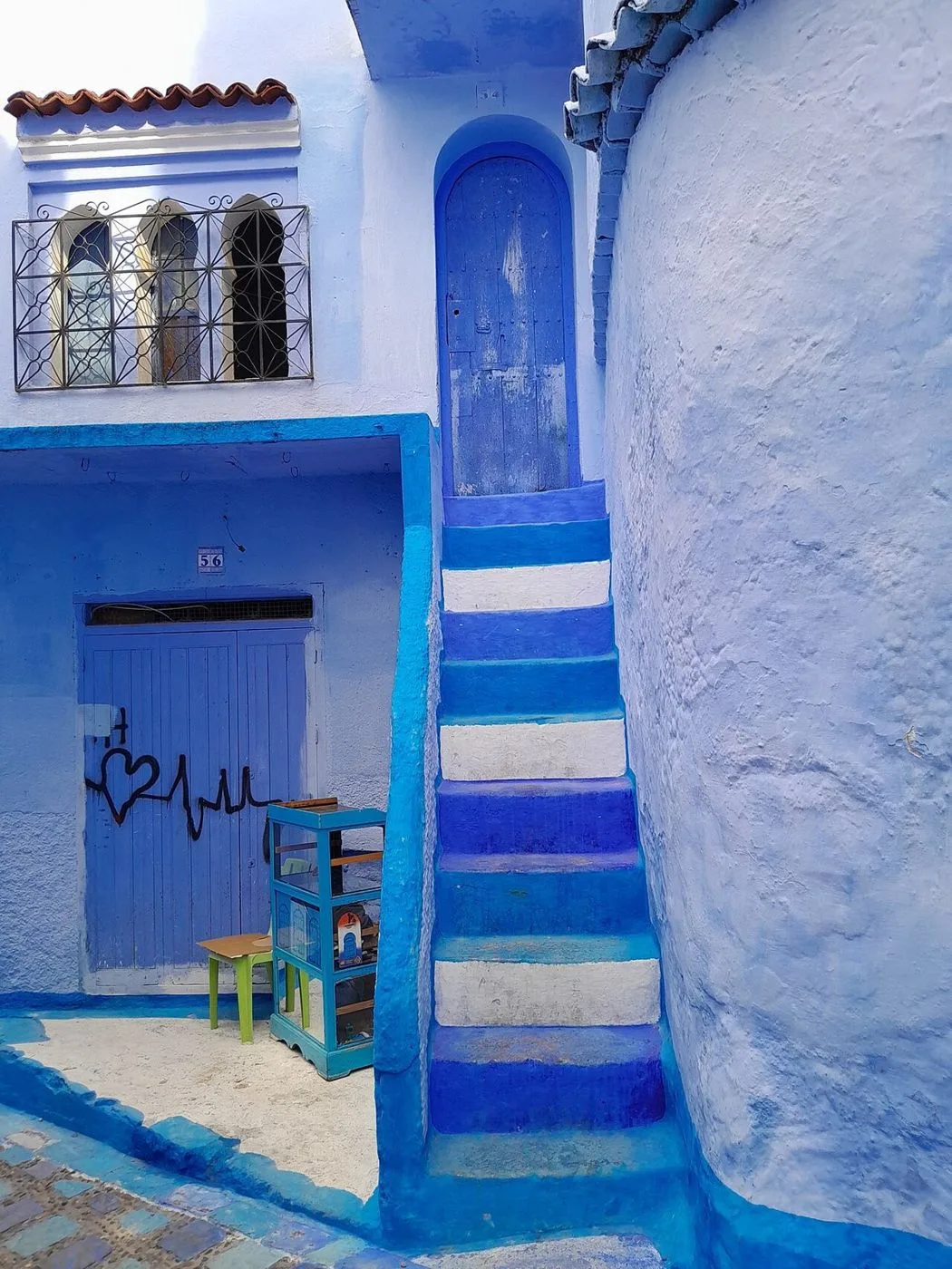 Blue-painted public lane in Chefchaouen