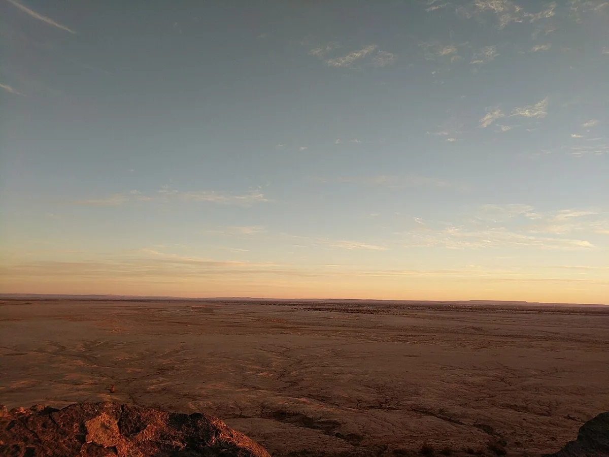 Merzouga desert landscape and distant dunes