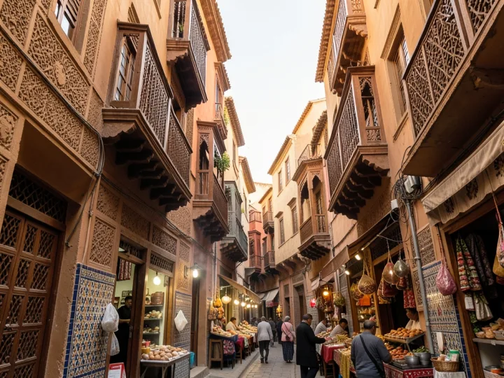Stylized Marrakech medina and Moroccan architectural design