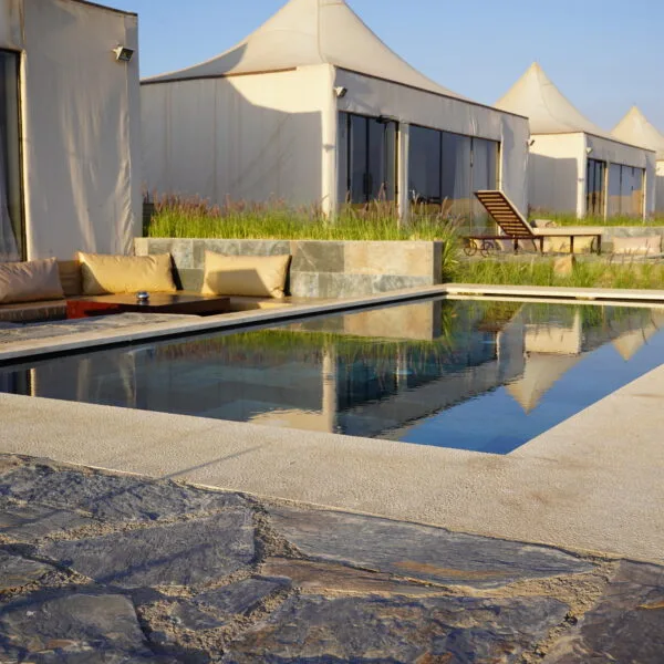 The Pool Lodge – Luxury tent with private pool at The White Camel in Agafay Desert.